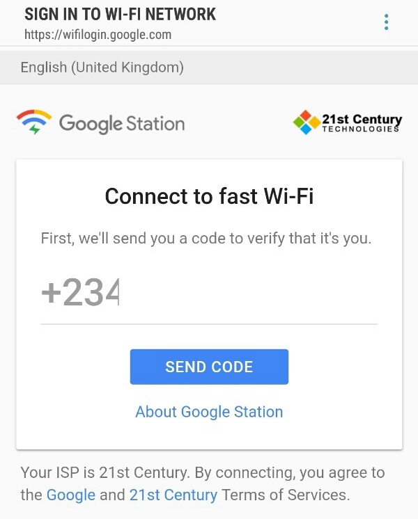 Google Station Free WiFi portal login 1