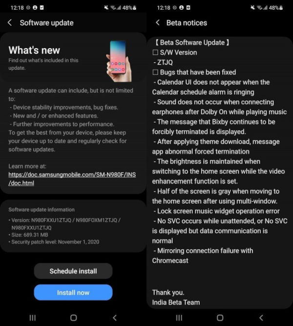 Samsung Is Rolling Out second One UI 3.0 beta to Galaxy Note20 Series