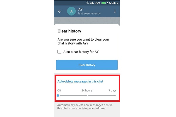 Auto Delete Messages in Telegram Personal Chats
