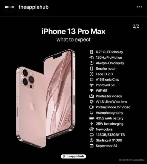 iPhone 13 Pro Max specs revealed