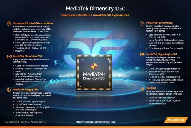 Mediatek Dimensity 1050 specs