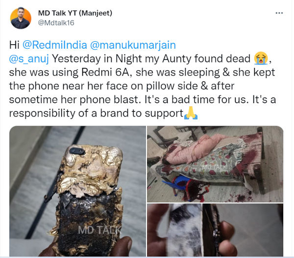 Redmi 6A explosion reported kills Indian woman