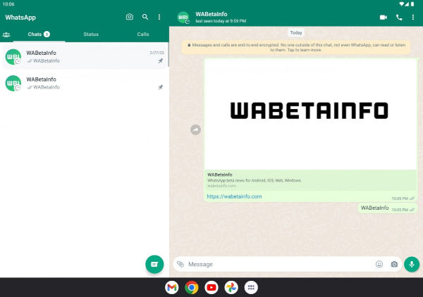WhatsApp for Android gets a dual panel view for tablets