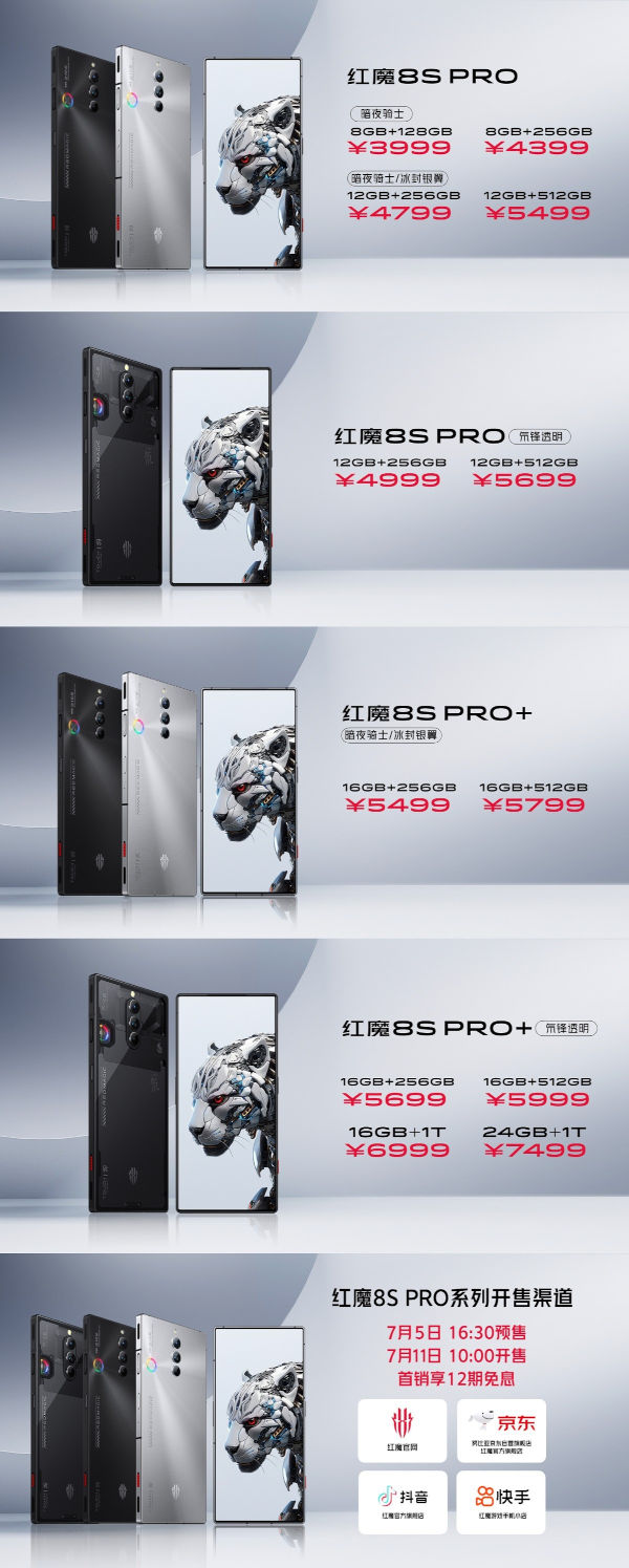 RedMagic 8S Pro and 8S Pro Plus pricings